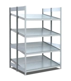 Bereitstellregale doppelt tief/hinten schräg/vorne schräg, 1000×1050×2000 mm, glanzverzinkt