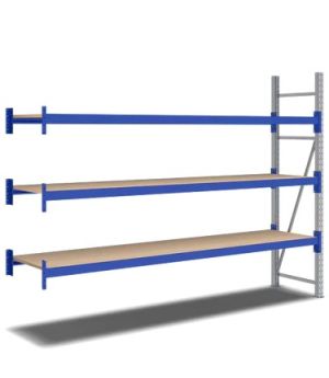Weitspannregale System Flex mit Spanplattenböden, 2760×600×2000 mm, RAL 5010 Enzianblau