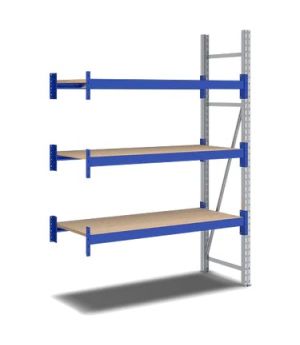 Weitspannregale System Flex mit Spanplattenböden, 1410×1100×2000 mm, RAL 5010 Enzianblau