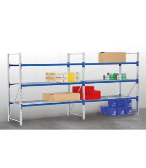 Weitspannregale System Flex mit Spanplattenböden, 1470×600×2500 mm, RAL 5010 Enzianblau