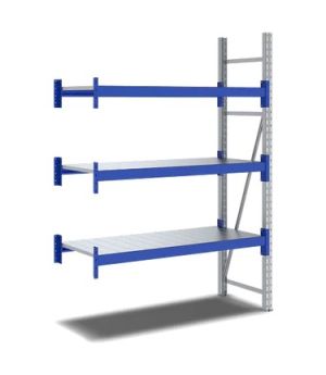Weitspannregale System Flex mit, 1410×800×2000 mm, RAL 5010 Enzianblau