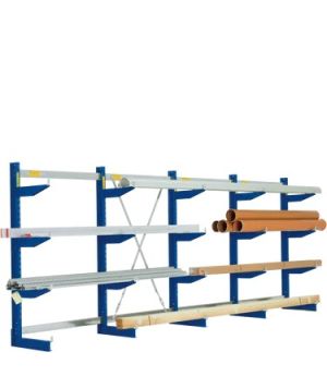 Kragarmregale Typ L einseitige Nutzung, 3245×620×2480 mm, RAL 5010 Enzianblau