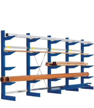 Kragarmregale Typ S einseitige Nutzung, 3828×540×2500 mm, RAL 5010 Enzianblau