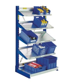 Kragarmregale Typ L zweiseitige Nutzung, 1115×1300×1980 mm, RAL 5010 Enzianblau