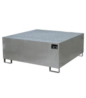Auffangwanne AW 1000 mit Gitterrost, 1460×1460×630 mm, feuerverzinkt