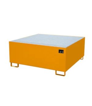 Auffangwanne AW 1000 mit Gitterrost, 1460×1460×630 mm, RAL 2000 Gelborange