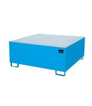 Auffangwanne AW 1000 mit Gitterrost, 1460×1460×630 mm, RAL 5012 Lichtblau