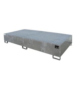 Auffangwanne AW 1000-2 mit Gitterrost, 2650×1300×435 mm, feuerverzinkt
