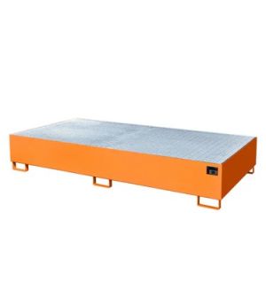 Auffangwanne AW 1000-2 mit Gitterrost, 2650×1300×435 mm, RAL 2000 Gelborange