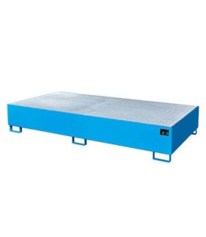 Auffangwanne AW 1000-2 mit Gitterrost, 2650×1300×435 mm, RAL 5012 Lichtblau