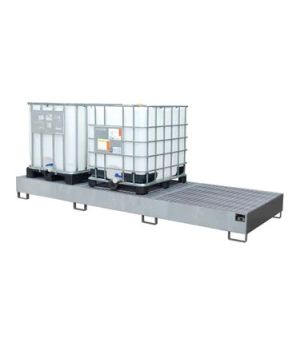 Auffangwanne AW 1000-3 mit Gitterrost, 3850×1300×340 mm, feuerverzinkt