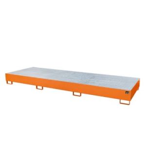 Auffangwanne AW 1000-3 mit Gitterrost, 3850×1300×340 mm, RAL 2000 Gelborange