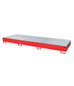 Auffangwanne AW 1000-3 mit Gitterrost, 3850×1300×340 mm, RAL 3000 Feuerrot