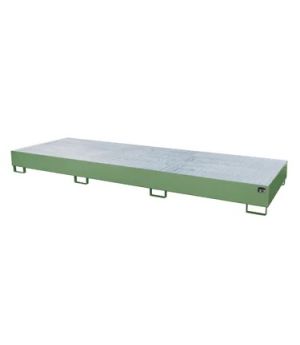 Auffangwanne AW 1000-3 mit Gitterrost, 3850×1300×340 mm, RAL 6011 Resedagrün