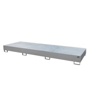 Auffangwanne AW 1000-3 mit Gitterrost, 3850×1300×340 mm, RAL 7005 Mausgrau