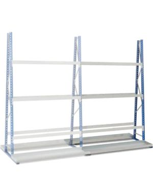 Vertikalregale zweiseitige Nutzung, 1850×1200×2500 mm, RAL 5010 Enzianblau