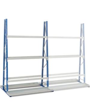 Vertikalregale zweiseitige Nutzung, 1900×1520×2500 mm, RAL 5010 Enzianblau
