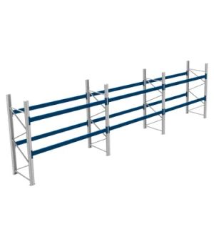Palettenregale 600 kg Palettengewicht, Feldbreite 2700 mm, 8600×1100×2500 mm, RAL 5010 Enzianblau