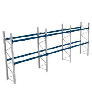 Palettenregale 600 kg Palettengewicht, Feldbreite 2700 mm, 8600×1100×3500 mm, RAL 5010 Enzianblau