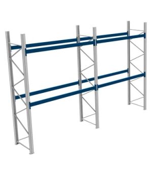 Palettenregale 600 kg Palettengewicht, Feldbreite 2700 mm, 5800×1100×4000 mm, RAL 5010 Enzianblau