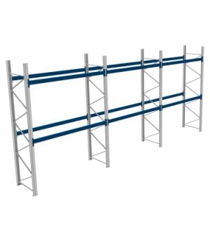 Palettenregale 600 kg Palettengewicht, Feldbreite 2700 mm, 8600×1100×4000 mm, RAL 5010 Enzianblau