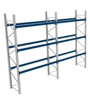Palettenregale 600 kg Palettengewicht, Feldbreite 2700 mm, 5800×1100×4500 mm, RAL 5010 Enzianblau