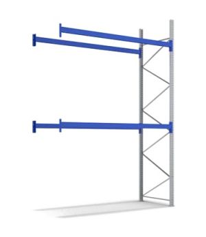 Palettenregal-Anbaufeld 1000 kg Palettengewicht, Feldbreite 2700 mm, 2790×1100×4000 mm, RAL 5010 Enzianblau