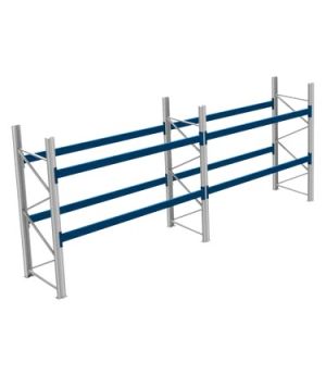 Palettenregale 800 kg Palettengewicht, Feldbreite 2700 mm, 5670×1100×2500 mm, RAL 5010 Enzianblau