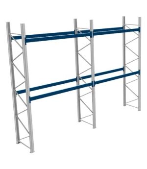 Palettenregale 800 kg Palettengewicht, Feldbreite 2700 mm, 5670×1100×4500 mm, RAL 5010 Enzianblau