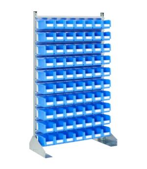 Ständerregale einseitige Nutzung, 1130×500×1885 mm, Behälterfarbe blau