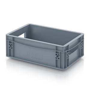 Eurobehälter geschlossen EG 32/12 in silbergrau (RAL 7001), 300 × 200 mm