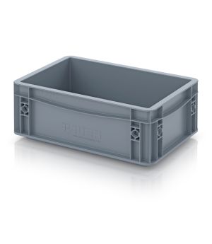 Eurobehälter geschlossen EG 32/12 HG in silbergrau (RAL 7001), 300 × 200 mm