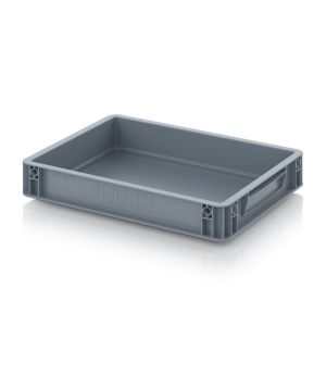 Eurobehälter geschlossen EG 43/75 HG VB in silbergrau (RAL 7001), 400 × 300 mm