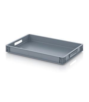 Eurobehälter geschlossen EG 64/75 in silbergrau (RAL 7001), 600 × 400 mm