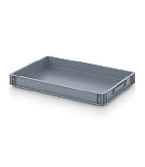 Eurobehälter geschlossen EG 64/75 HG in silbergrau (RAL 7001), 600 × 400 mm