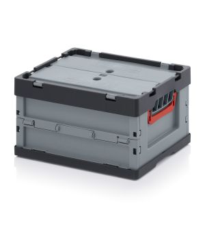 Faltbox mit Deckel FBD 43/22 in anthrazitgrau (RAL 7016), 400 × 300 mm