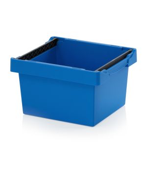 Mehrwegbehälter mit Stapelbügel MBB 4322 in himmelblau (RAL 5015), 400 × 300 mm