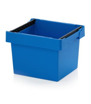 Mehrwegbehälter mit Stapelbügel MBB 4327 in himmelblau (RAL 5015), 400 × 300 mm