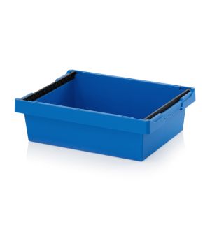 Mehrwegbehälter mit Stapelbügel MBB 6417 in himmelblau (RAL 5015), 600 × 400 mm