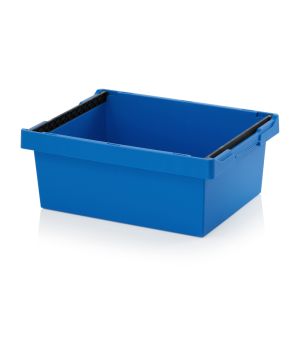 Mehrwegbehälter mit Stapelbügel MBB 6422 in himmelblau (RAL 5015), 600 × 400 mm