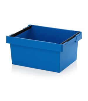 Mehrwegbehälter mit Stapelbügel MBB 6427 in himmelblau (RAL 5015), 600 × 400 mm