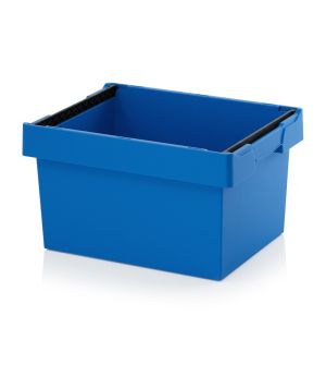 Mehrwegbehälter mit Stapelbügel MBB 6432 in himmelblau (RAL 5015), 600 × 400 mm