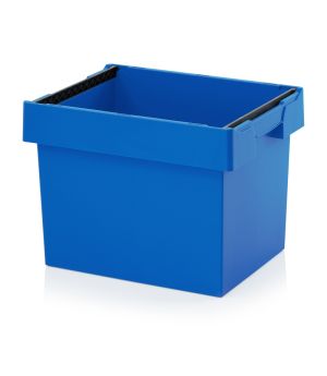 Mehrwegbehälter mit Stapelbügel MBB 6442 in himmelblau (RAL 5015), 600 × 400 mm