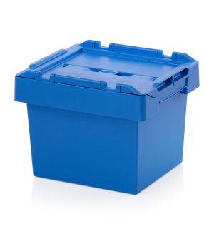 Mehrwegbehälter mit Deckel MBD 4327 in himmelblau (RAL 5015), 400 × 300 mm