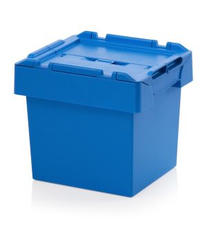 Mehrwegbehälter mit Deckel MBD 4332 in himmelblau (RAL 5015), 400 × 300 mm