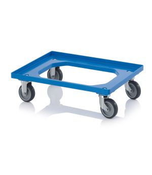 Transportroller Kompakt mit Gummirädern RO 64 GU BO-5015 in himmelblau (RAL 5015), 616 × 416 mm