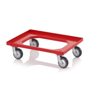 Transportroller Kompakt mit Gummirädern RO 64 GU FA-3020 in verkehrsrot (RAL 3020), 616 × 416 mm