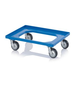 Transportroller Kompakt mit Gummirädern RO 64 GU FA-5015 in himmelblau (RAL 5015), 616 × 416 mm