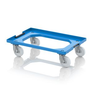 Transportroller Kompakt mit Verknüpfungssystem und Polyamid-Rädern RO V 64 PA-5015 in himmelblau (RAL 5015), 616 × 416 m